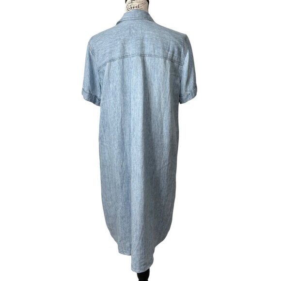 Rails Light Wash Chambray Shirt Dress Short Sleeve Lyocell Linen Womens Size M - Picture 3 of 8